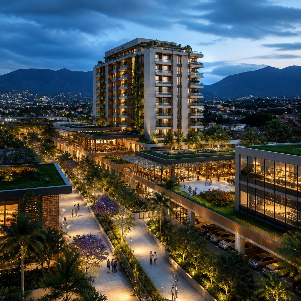 Décima Avenida mixed-use tower rendering in El Roble, Alajuela